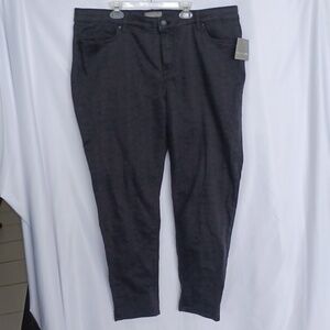 Falls Creek Jeans Womens Size 20 Mid Rise Skinny Dark Gray Stretch Print NWT